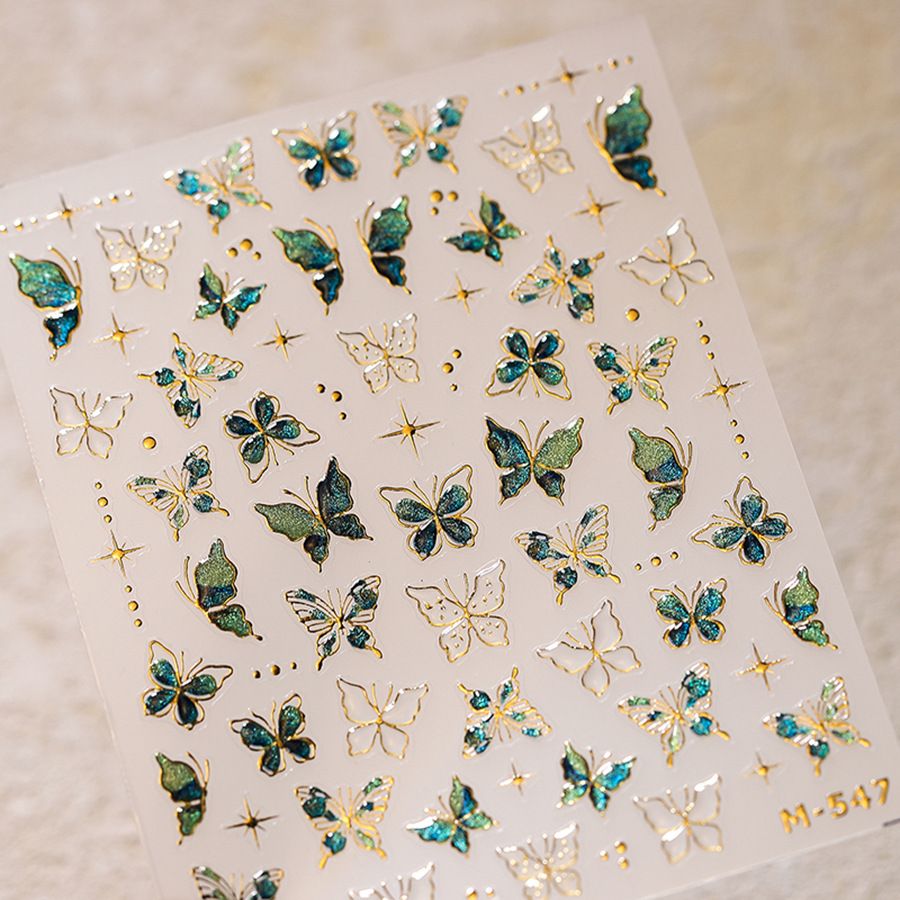 Blue & Green Butterflies Nail Art Sticker M-547