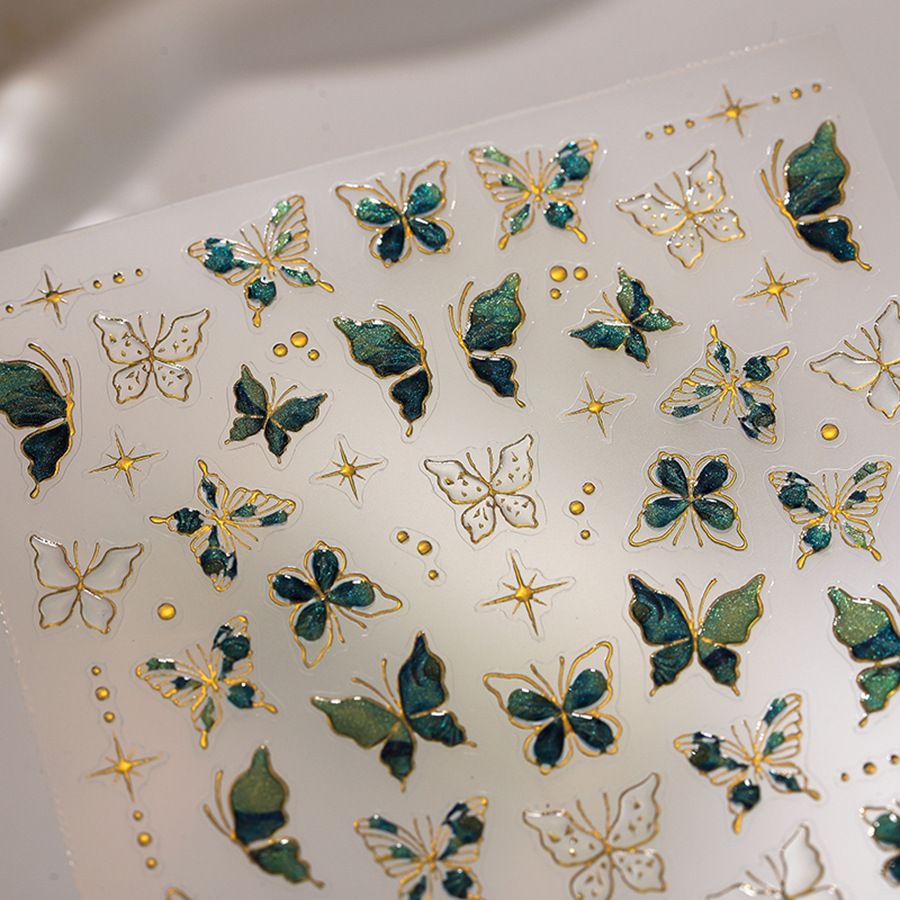 Blue & Green Butterflies Nail Art Sticker M-547