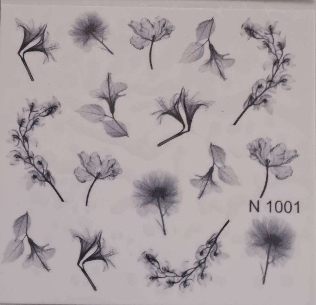 Waterart Transfer Black Floral N1001