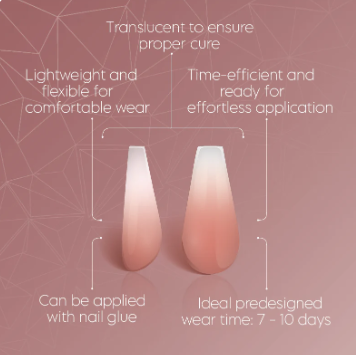 Full Cover Ombre Nail Tips - Coffin Nude