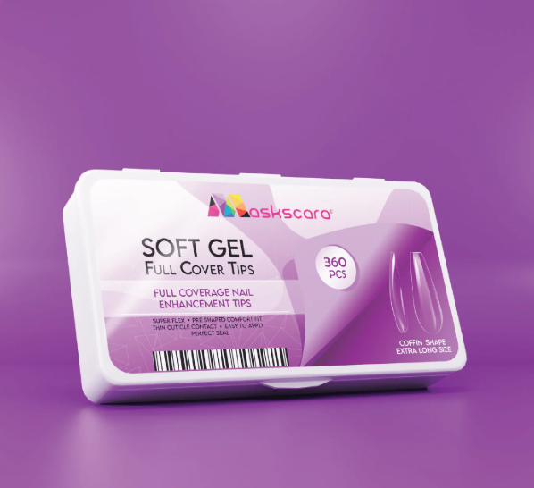 Soft Gel Tips - Full Cover (Coffin Extra Long) CLEARANCE SALE