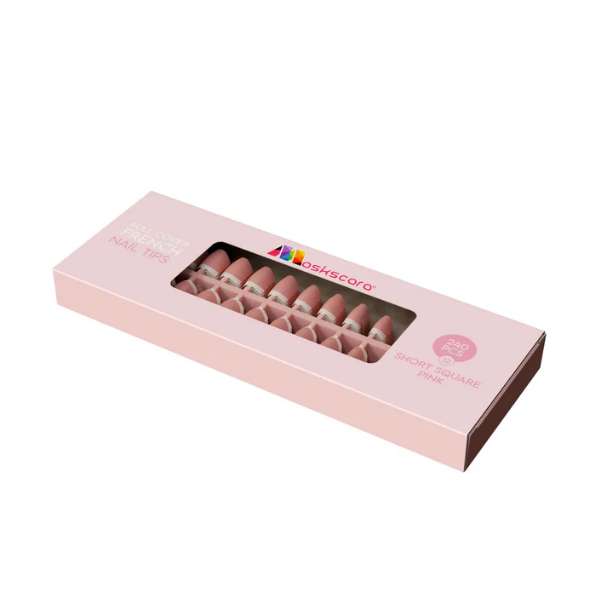 Short Square Pink -Full Cover French Tips 240's