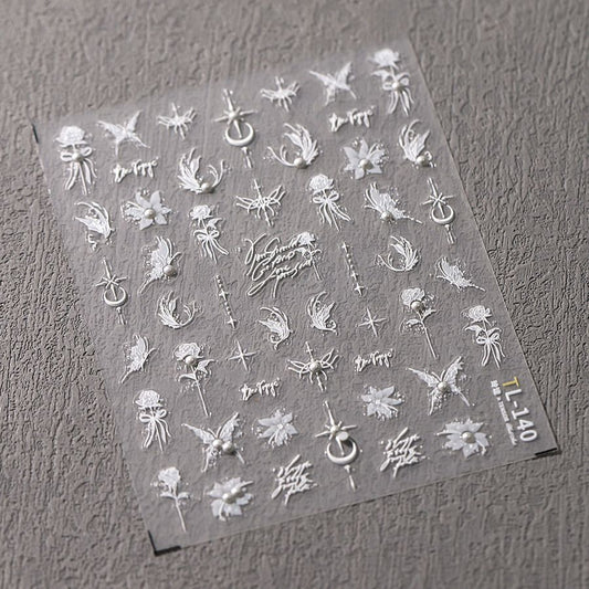 Delicate White Nail Art Sticker L-140