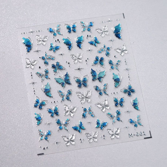 Dark Blue Butterflies Nail Art Sticker M-661
