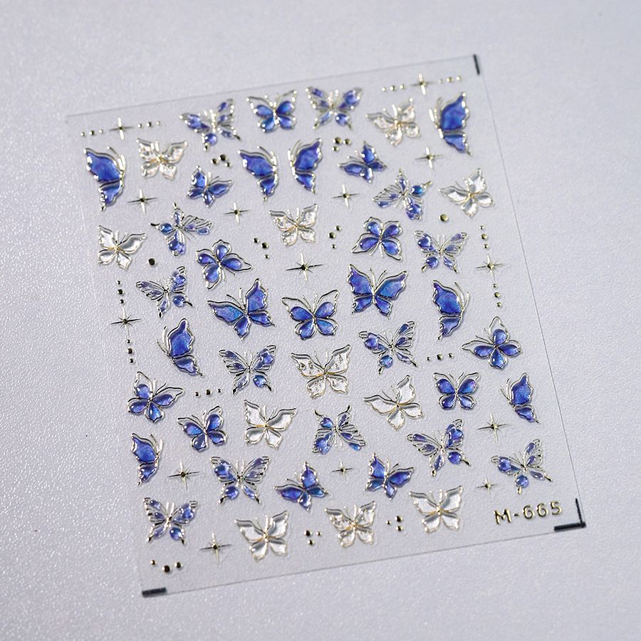 Purple & Gold Butterflies Nail Art Sticker M-665
