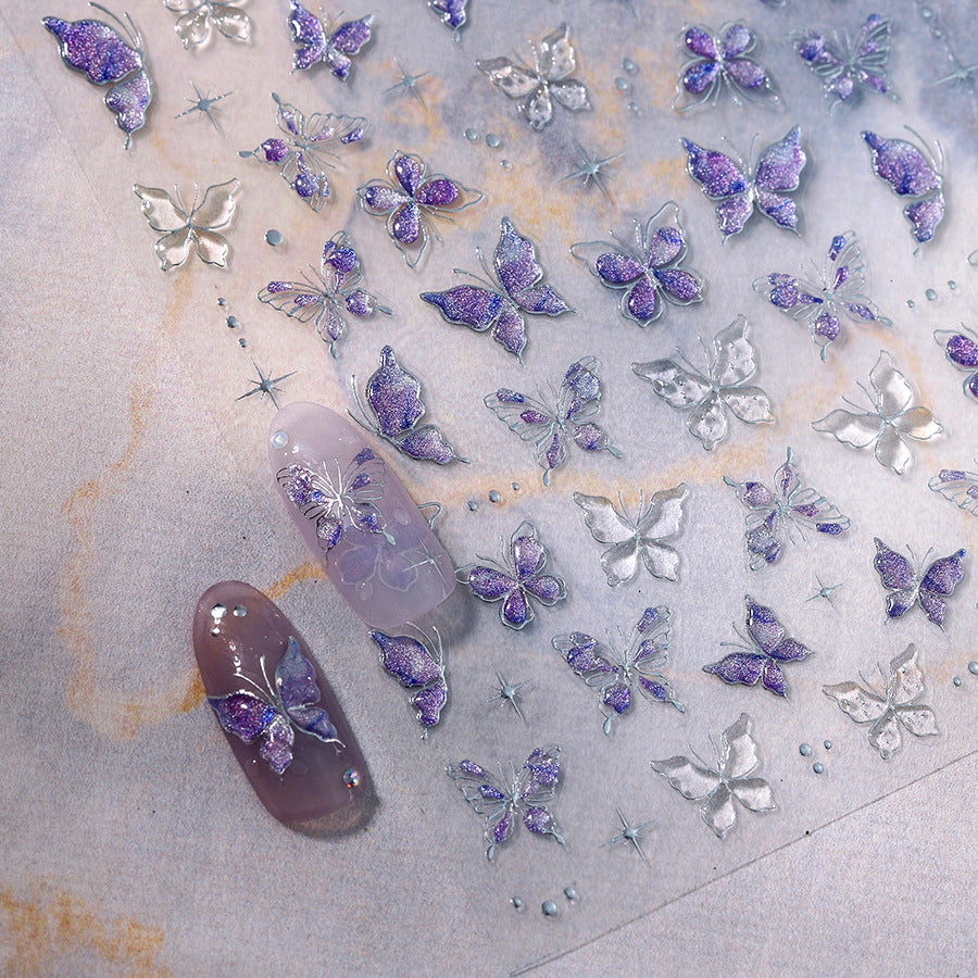 Purple Butterflies Nail Art Sticker M-664