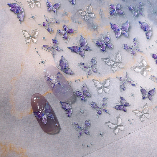 Purple Butterflies Nail Art Sticker M-664