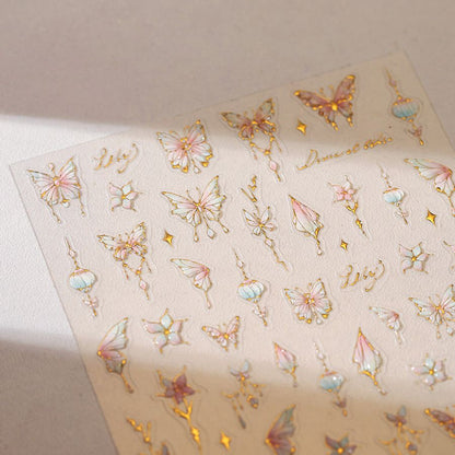 Pink & Blue Butterflies Nail Art Sticker M-879