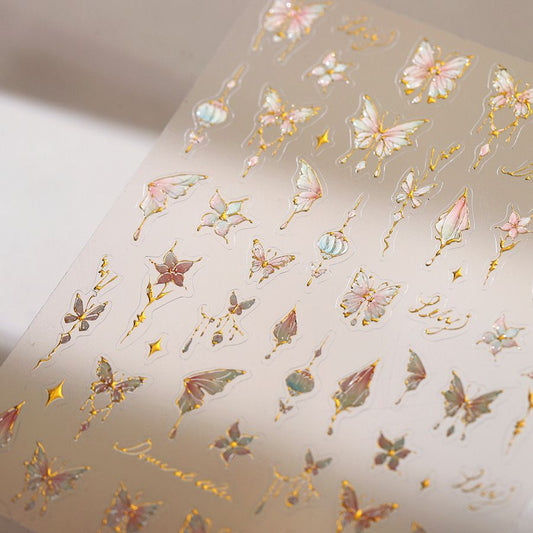 Pink & Blue Butterflies Nail Art Sticker M-879