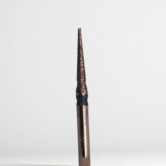 Bronze-colored pen cap with black band on a white background