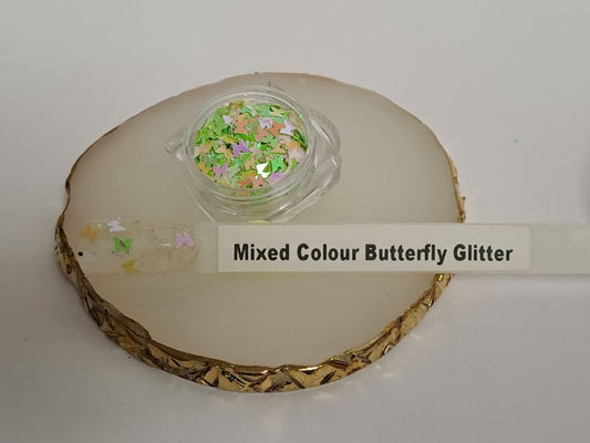Butterflys Glitter Dark & Light Green Pink Mix