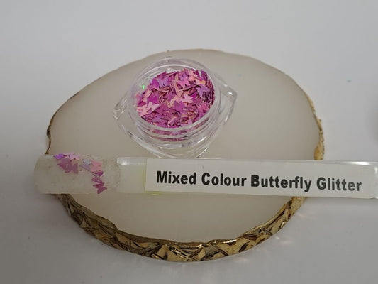 Butterflys Glitter Dark & Light Pink Mix
