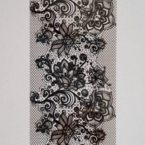 Foil Strip Black Line Flowers In Lace