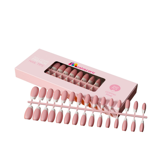 Coffin Pink -Full Cover French Tips 240's