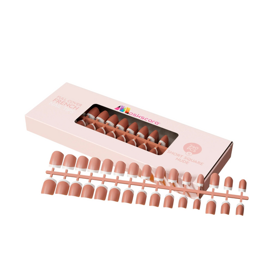 Short Square Nude -Full Cover French Tips 240's