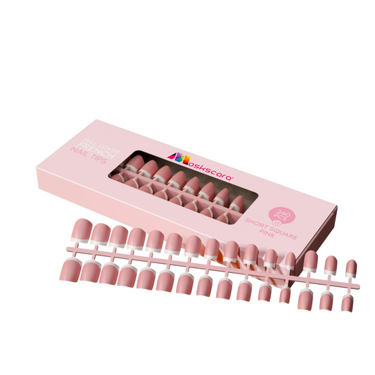 Short Square Pink -Full Cover French Tips 240's