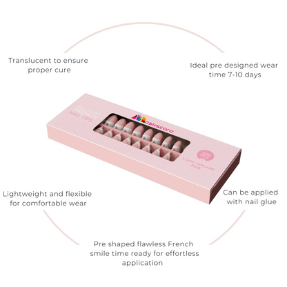 Long Square Pink -Full Cover French Tips 240's