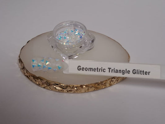 Geometric Triangle Glitter Blue White