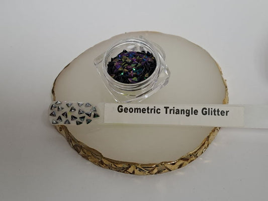 Geometric Triangle Glitter Dark Rainbow Colour