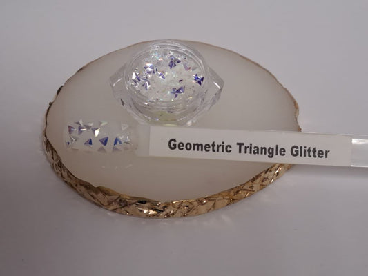 Geometric Triangle Glitter Purple White