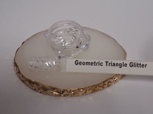 Geometric Triangle Glitter Sliver White