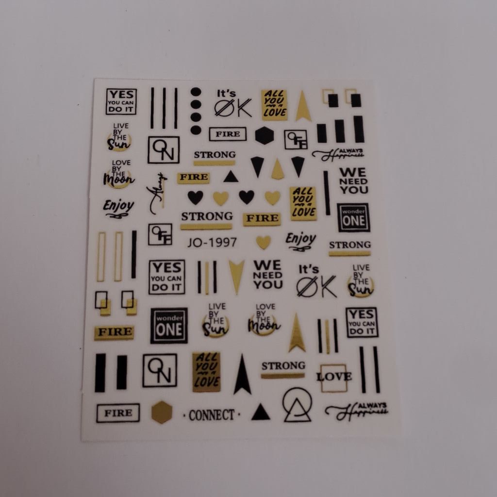 Black & Gold Nail Art Sticker JO-1997