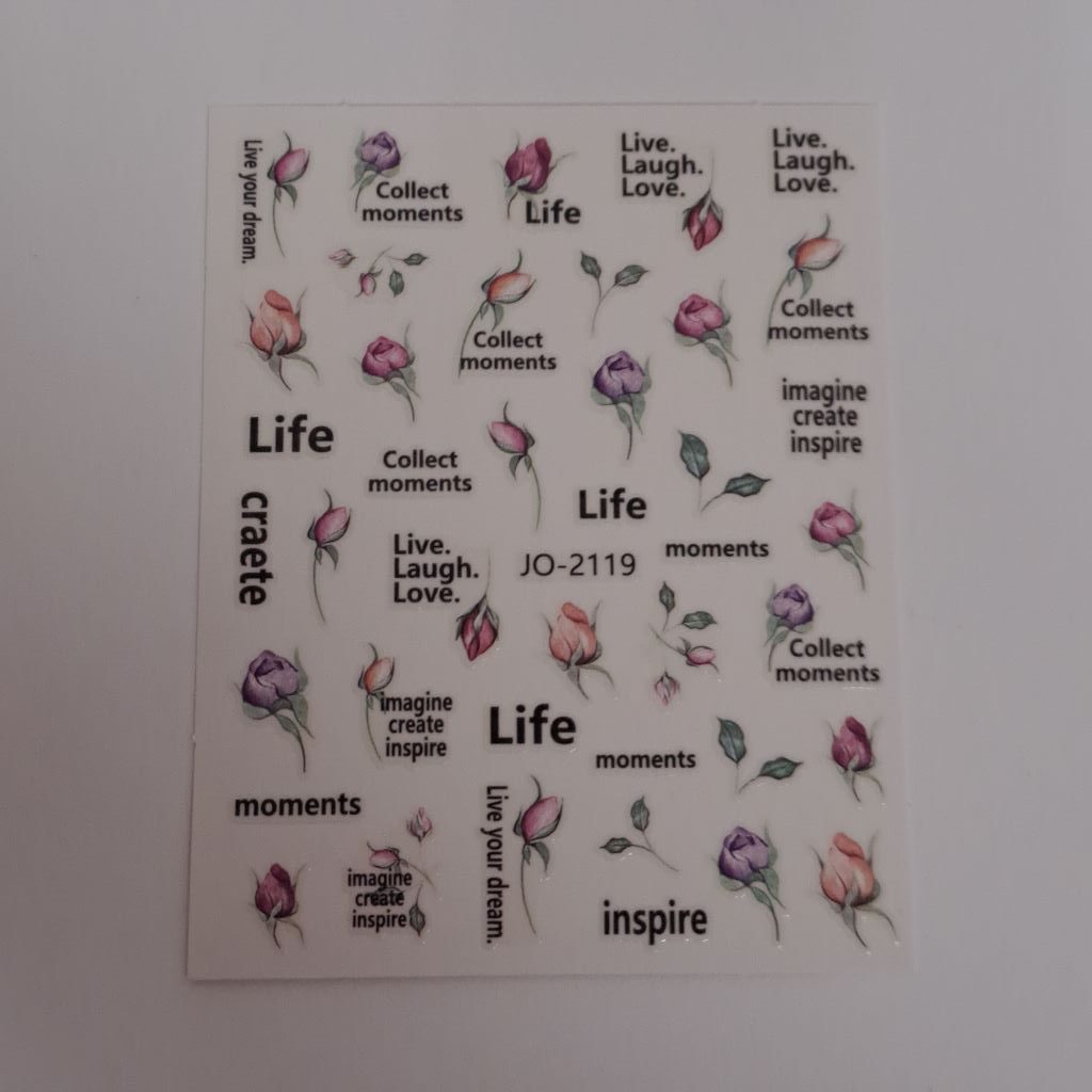 Words & Flowers Nail Art Sticker JO-2119