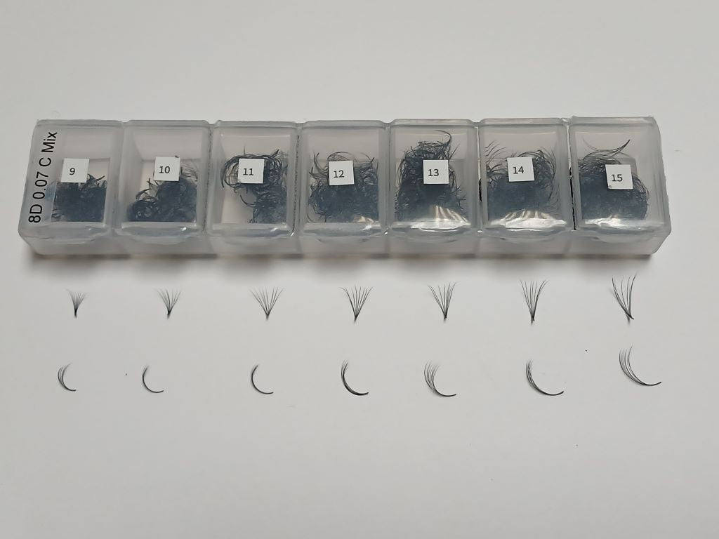 8D Mixed Lashes 8-15mm 0.07 1000’s
