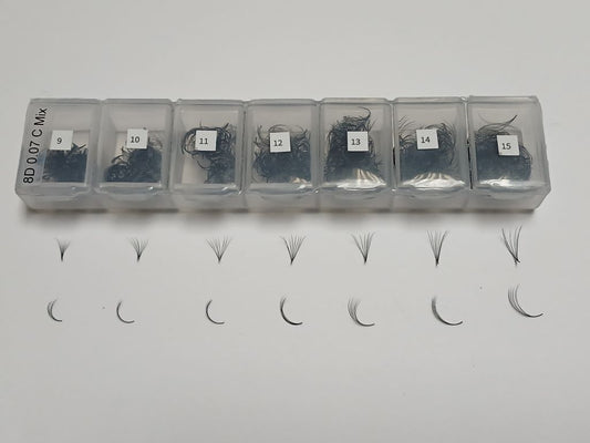 8D Mixed Lashes 8-15mm 0.07 1000’s