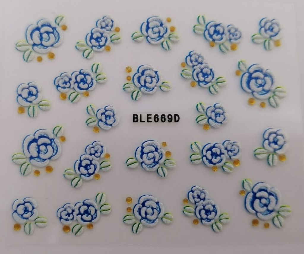 Nail Art Sticker Rose Blues