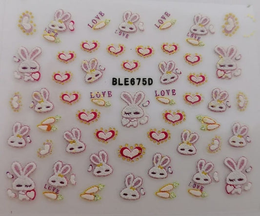 Nail Art Sticker bunny in love