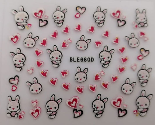 Nail Art Sticker Bunny Love
