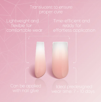 Full Cover Ombre Nail Tips - Square Pink