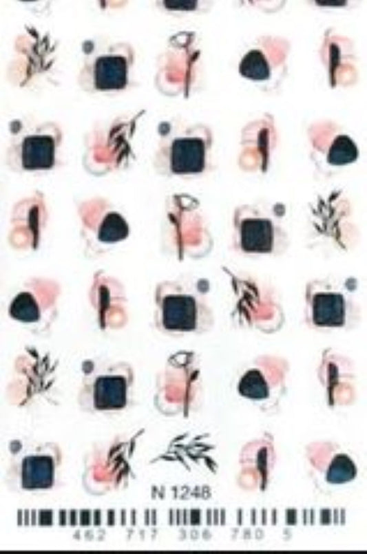 Waterart Slider Rose Pink Leaves-N1248